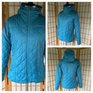 Columbia Copper Crest Quilted Hooded Fleece Lined Winter Jacket Blue Chill SZ S